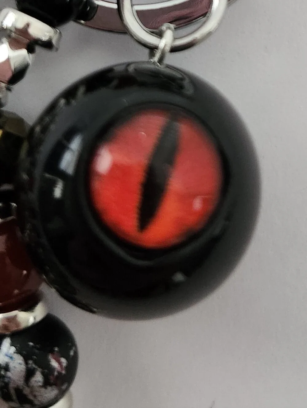 Dragon Eye Bag Charm or Keychain Carnelian Dragon Agate Obsidian Handcrafted